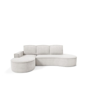 Narożnik MOLLY Lewostronny z funkcją spania, wolnostojący tkanina CURIO 02 Biały