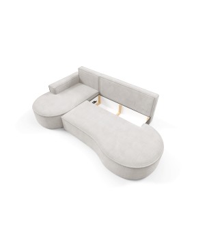 Narożnik MOLLY Lewostronny z funkcją spania, wolnostojący tkanina CURIO 02 Biały