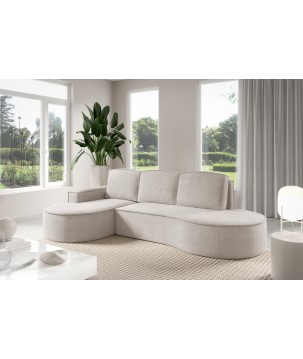 Narożnik MOLLY Lewostronny z funkcją spania, wolnostojący tkanina CURIO 02 Biały