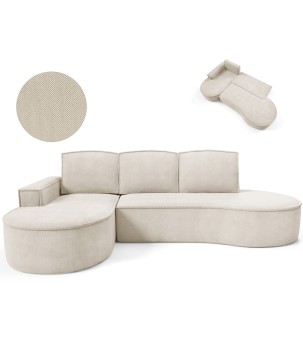 Narożnik MOLLY Lewostronny z funkcją spania, wolnostojący tkanina CURIO 09 Beżowy