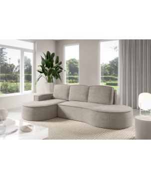 Narożnik MOLLY Lewostronny z funkcją spania, wolnostojący tkanina CURIO 11 Popielaty