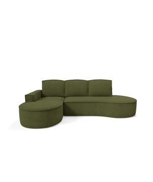 Narożnik MOLLY Lewostronny z funkcją spania, wolnostojący tkanina CURIO 39 Zielony