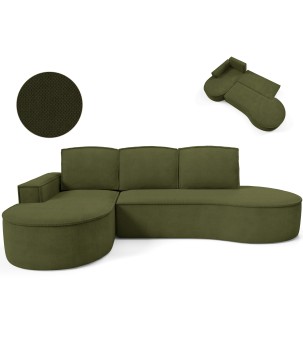 Narożnik MOLLY Lewostronny z funkcją spania, wolnostojący tkanina CURIO 39 Zielony