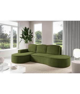 Narożnik MOLLY Lewostronny z funkcją spania, wolnostojący tkanina CURIO 39 Zielony