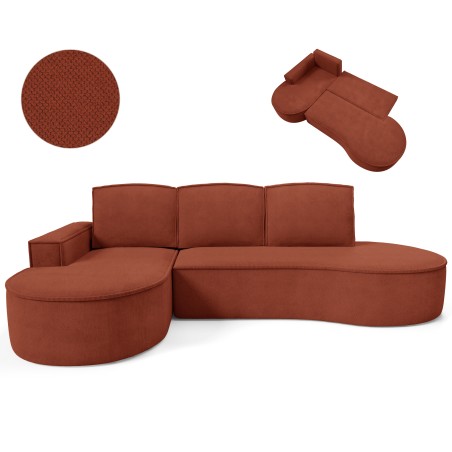 Narożnik MOLLY Lewostronny z funkcją spania, wolnostojący tkanina CURIO 55 Miedziany