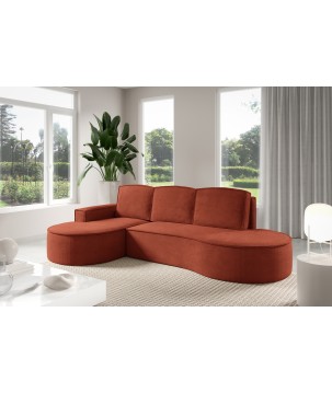 Narożnik MOLLY Lewostronny z funkcją spania, wolnostojący tkanina CURIO 55 Miedziany