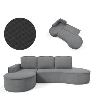 Narożnik MOLLY Lewostronny z funkcją spania, wolnostojący tkanina CURIO 97 Szary