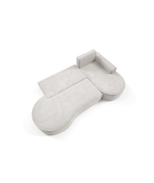 Narożnik MOLLY Prawostronny z funkcją spania, wolnostojący tkanina CURIO 02 Biały