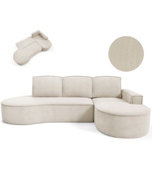 Narożnik MOLLY Prawostronny z funkcją spania, wolnostojący tkanina CURIO 09 Beżowy