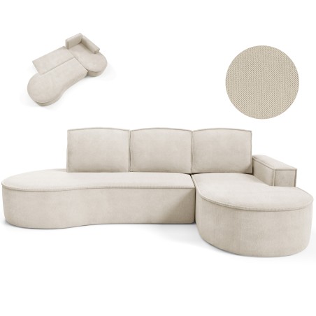 Narożnik MOLLY Prawostronny z funkcją spania, wolnostojący tkanina CURIO 09 Beżowy