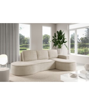 Narożnik MOLLY Prawostronny z funkcją spania, wolnostojący tkanina CURIO 09 Beżowy