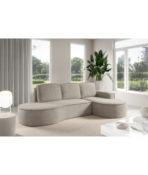 Narożnik MOLLY Prawostronny z funkcją spania, wolnostojący tkanina CURIO 11 Popielaty