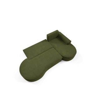 Narożnik MOLLY Prawostronny z funkcją spania, wolnostojący tkanina CURIO 39 Zielony