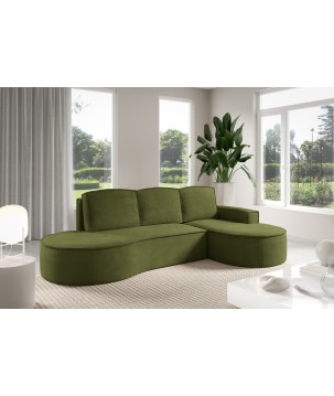 Narożnik MOLLY Prawostronny z funkcją spania, wolnostojący tkanina CURIO 39 Zielony