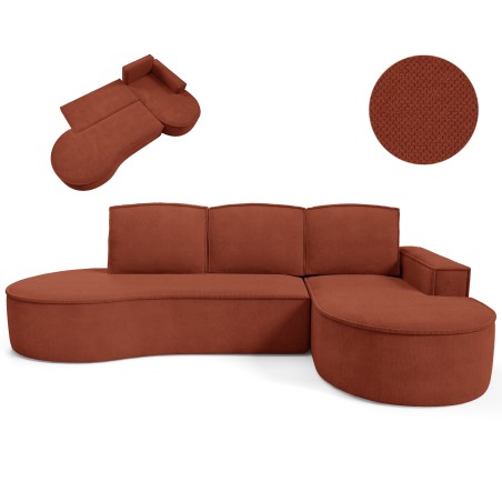 Narożnik MOLLY Prawostronny z funkcją spania, wolnostojący tkanina CURIO 55 Miedziany