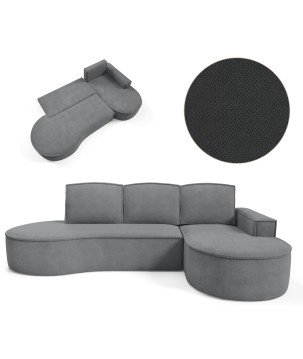 Narożnik MOLLY Prawostronny z funkcją spania, wolnostojący tkanina CURIO 97 Szary