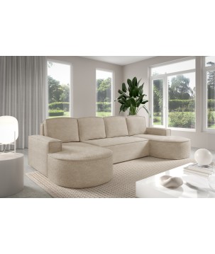 Narożnik MOLLY XL wolnostojący układ U z funkcją spania w tkaninie Abriamo 03 DomoHome