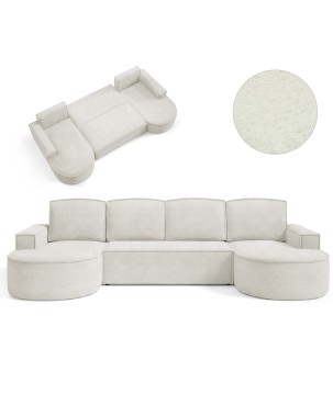 Narożnik MOLLY XL wolnostojący układ U z funkcją spania w tkaninie Abriamo 04 DomoHome