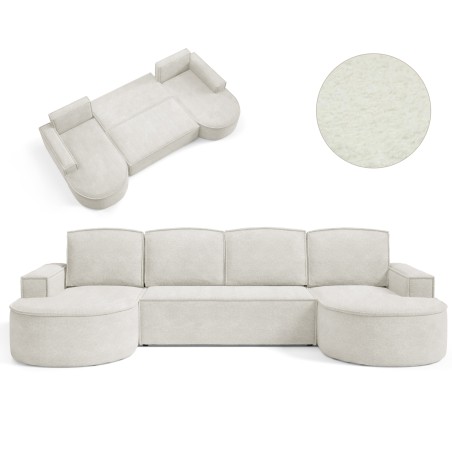 Narożnik MOLLY XL wolnostojący układ U z funkcją spania w tkaninie Abriamo 04 DomoHome