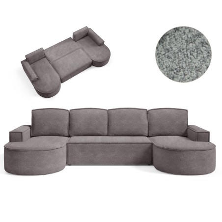 Narożnik MOLLY XL wolnostojący układ U z funkcją spania w tkaninie Abriamo 07 DomoHome