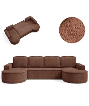 Narożnik MOLLY XL wolnostojący układ U z funkcją spania w tkaninie Abriamo 12 DomoHome