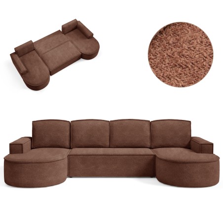 Narożnik MOLLY XL wolnostojący układ U z funkcją spania w tkaninie Abriamo 12 DomoHome