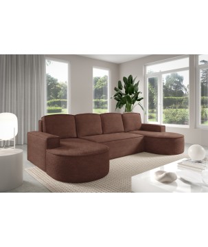 Narożnik MOLLY XL wolnostojący układ U z funkcją spania w tkaninie Abriamo 12 DomoHome