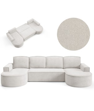 Narożnik MOLLY XL wolnostojący układ U z funkcją spania w tkaninie Curio 02 DomoHome