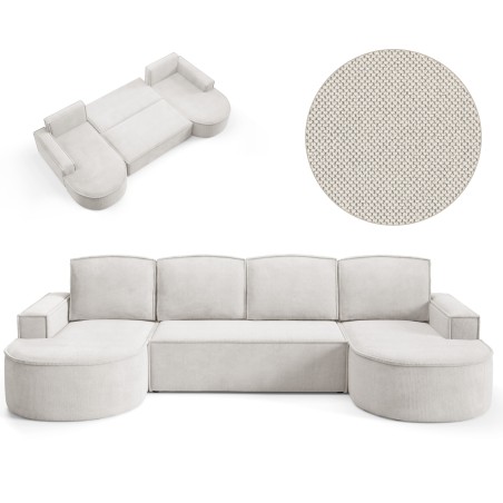 Narożnik MOLLY XL wolnostojący układ U z funkcją spania w tkaninie Curio 02 DomoHome