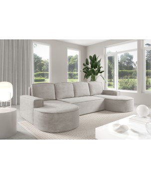 Narożnik MOLLY XL wolnostojący układ U z funkcją spania w tkaninie Curio 02 DomoHome