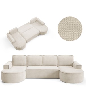 Narożnik MOLLY XL wolnostojący układ U z funkcją spania w tkaninie Curio 09 DomoHome