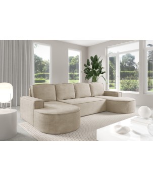 Narożnik MOLLY XL wolnostojący układ U z funkcją spania w tkaninie Curio 09 DomoHome