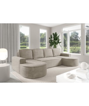 Narożnik MOLLY XL wolnostojący układ U z funkcją spania w tkaninie Curio 11 DomoHome