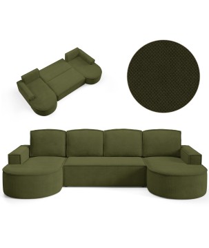 Narożnik MOLLY XL wolnostojący układ U z funkcją spania w tkaninie Curio 39 DomoHome