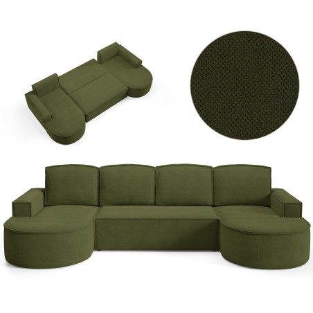 Narożnik MOLLY XL wolnostojący układ U z funkcją spania w tkaninie Curio 39 DomoHome