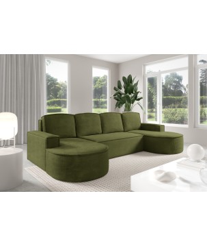 Narożnik MOLLY XL wolnostojący układ U z funkcją spania w tkaninie Curio 39 DomoHome