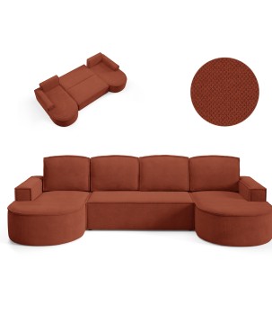 Narożnik MOLLY XL wolnostojący układ U z funkcją spania w tkaninie Curio 55 DomoHome