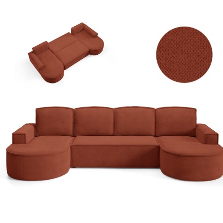 Narożnik MOLLY XL wolnostojący układ U z funkcją spania w tkaninie Curio 55 DomoHome