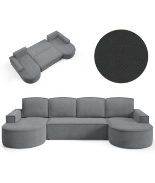 Narożnik MOLLY XL wolnostojący układ U z funkcją spania w tkaninie Curio 97 DomoHome