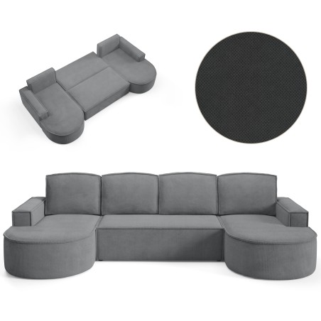 Narożnik MOLLY XL wolnostojący układ U z funkcją spania w tkaninie Curio 97 DomoHome