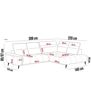 Narożnik MONTANA S układ L Lewostronny z elektryczną regulacją siedziska WERSAL