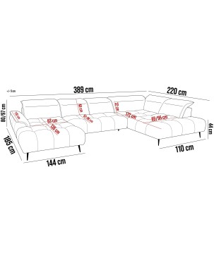 Narożnik MONTANA XL układ U Prawostronny z elektryczną regulacją siedziska WERSAL