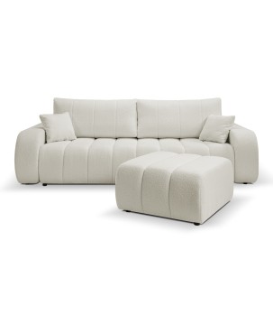 Pufa BALOO w kolorze białym w tkaninie LAMBI 09