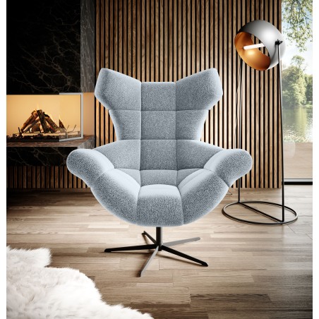 Fotel SENSI Relax obrotowy 360° z funkcją bujania w tkaninie Luisiano 02