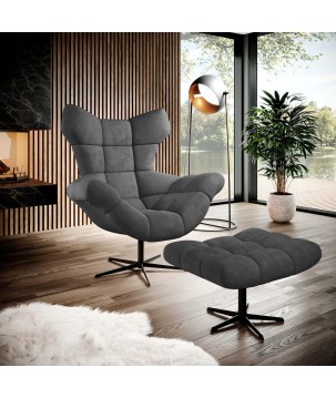 Fotel SENSI Relax obrotowy 360° z funkcją bujania w tkaninie Solar 96