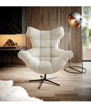 Fotel SENSI Relax obrotowy 360° z funkcją bujania w tkaninie Loris 01