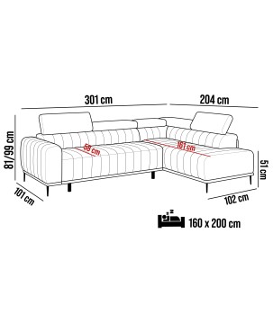 Narożnik GANDI 160 Prawostronny system włoski Salvador 16 Grafitowy WERSAL