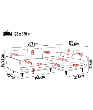 Narożnik SOLANO funkcja spania pojemnik poduszki Element 08 WERSAL