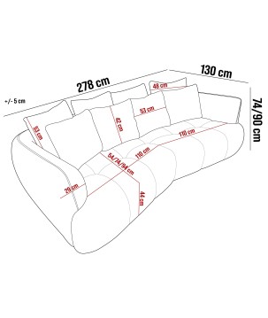 SOFA Kanapa BESSO wolnostojąca w tkaninie ARTICO 06