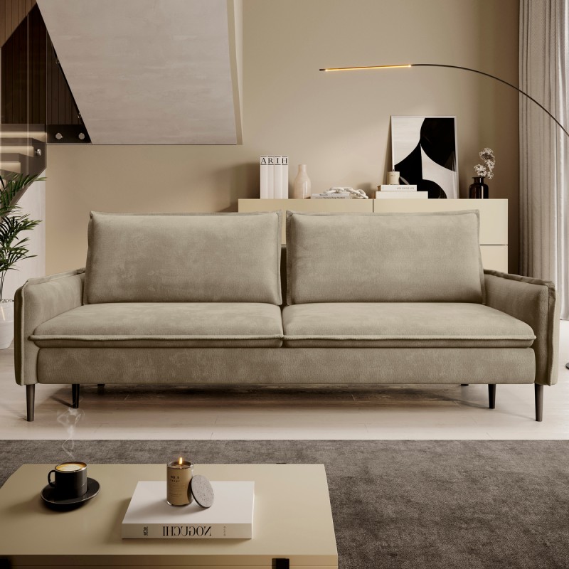 SOFA GLOSSY z funkcją spania i pojemnikiem,wolnostojąca w tkaninie APHRODITE 04 WERSAL